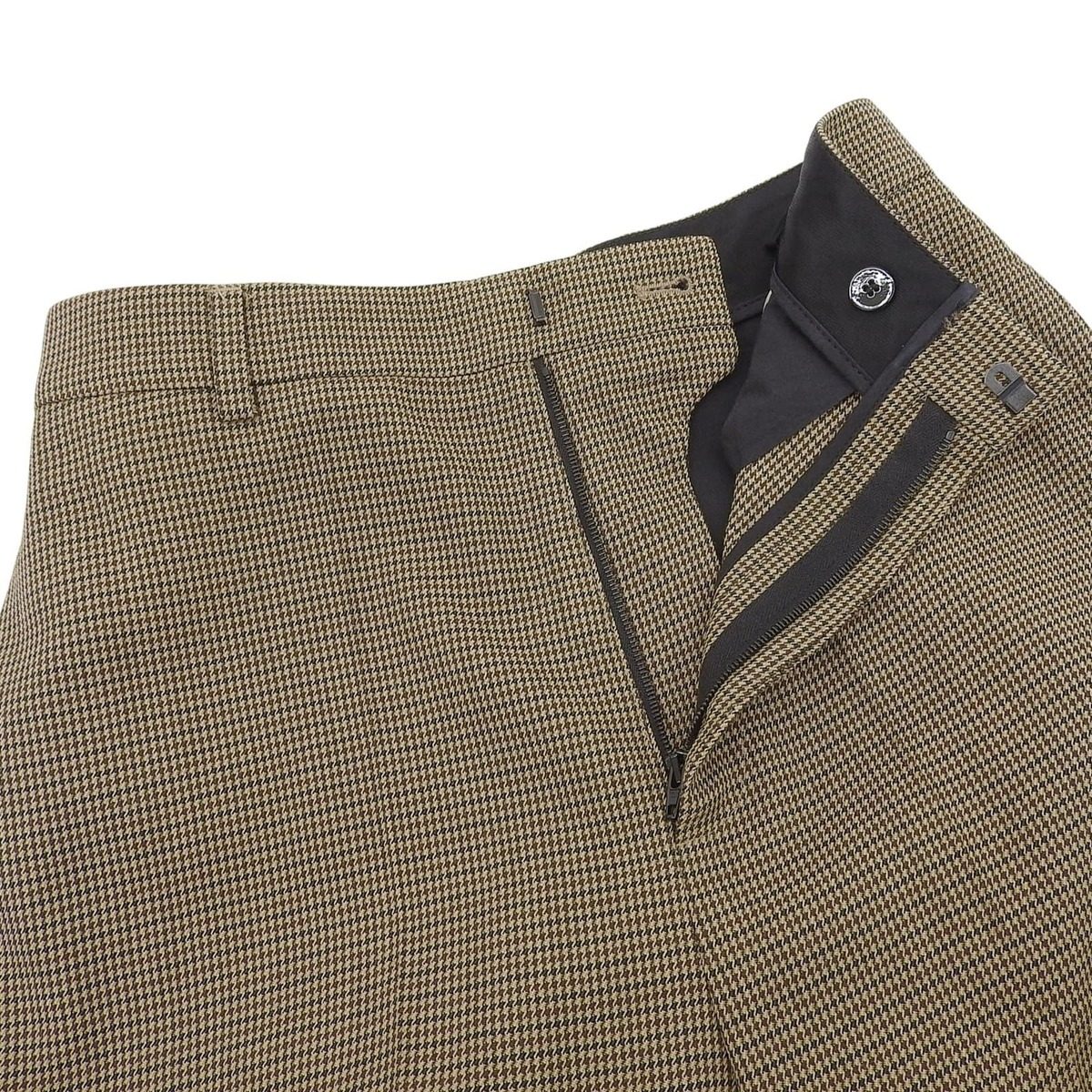 Celine Wool Hedi Slimane Era Houndstooth Culotte Pants Gaucho Brown 34 — view 3