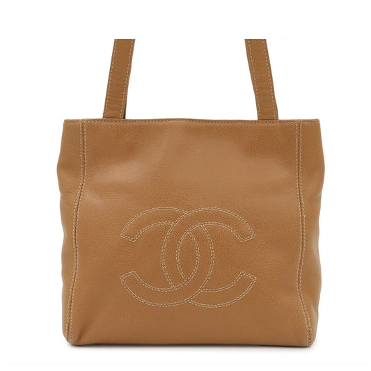 Chanel Tote Bag Camel Gold Caviar Leather CC Logo