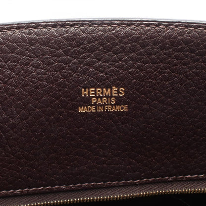 Hermes Tote White Bath Up Ebene Leather Brown — view 4