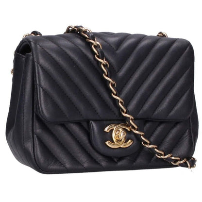 Chanel Mini Quilted 17 Chevron Lambskin Chain Shoulder Bag Women