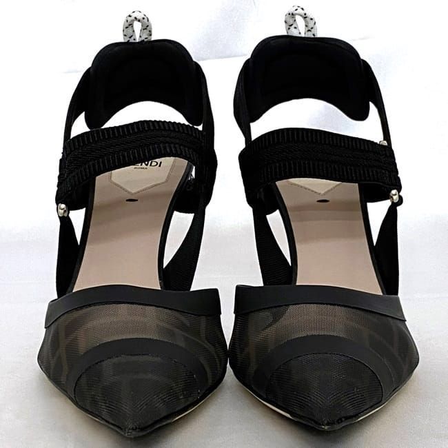 Fendi Mesh Suring Back Shoes High Heel Black