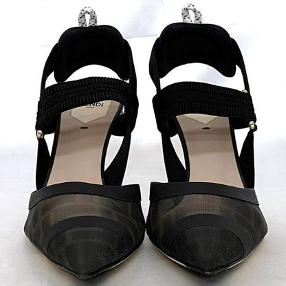 Fendi Mesh Suring Back Shoes High Heel Black