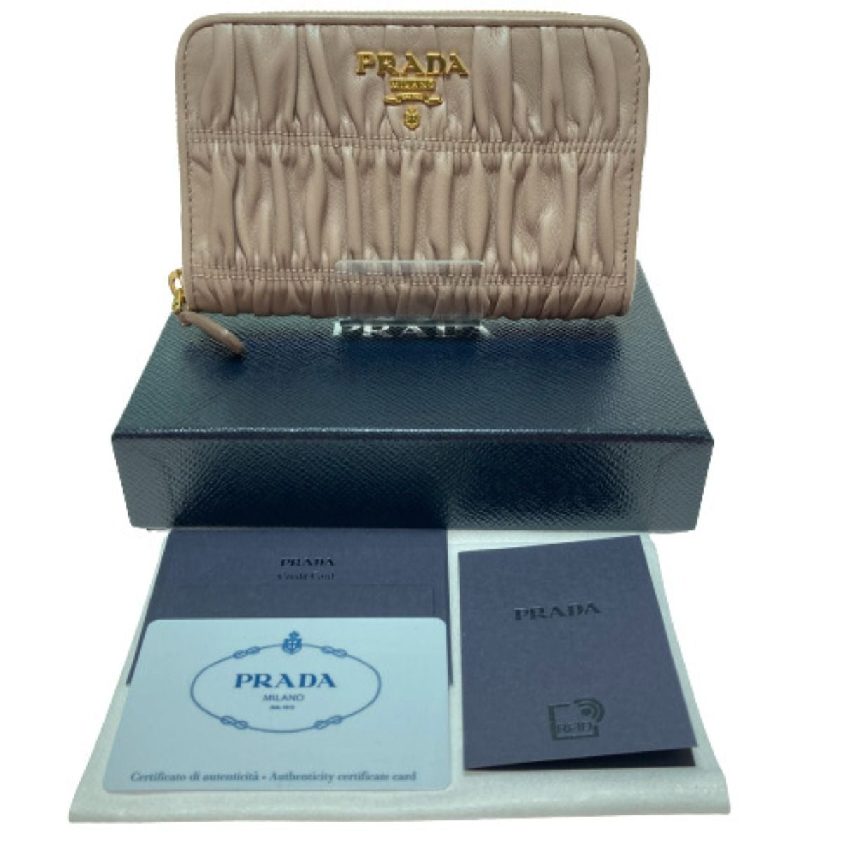 Prada Medium-Length Wallet Portafoglio Lampo 1 Ml157 Beige Cipria Round Zipper