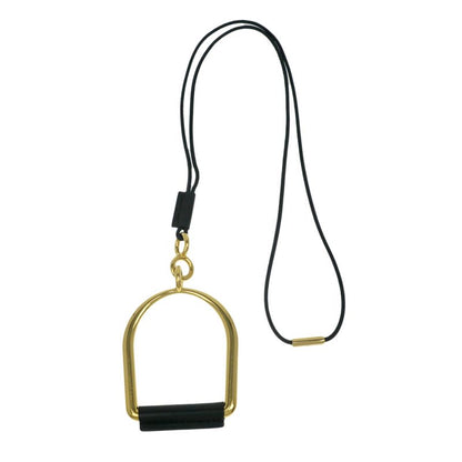 Hermes Esquettle Etrier GM Necklace Pendant Black Gold Hardware