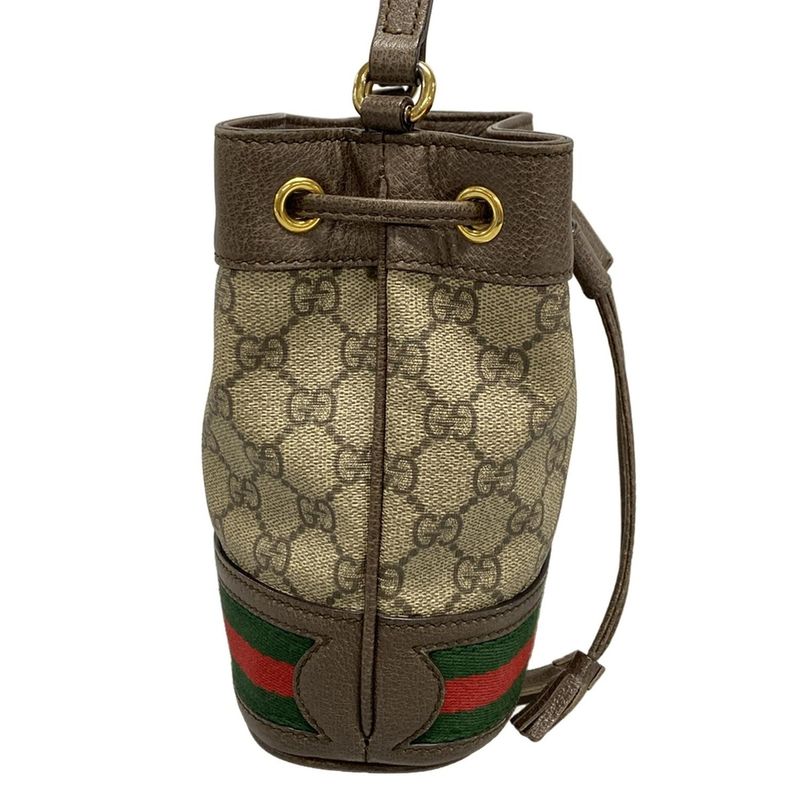 Gucci Shoulder Bag Ophidia GG Mini Bucket Bag 550620 Beige X Dark Brown X Multi