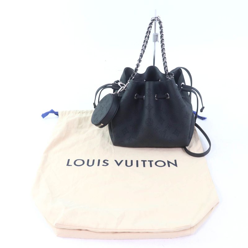Louis Vuitton M57070 Bella Noir Black Mahina Leather 2way Shoulder Bag With