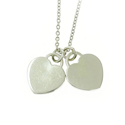 Tiffany & Co Silver Return to Mini Double Heart Necklace 2.9g 925 Engraved