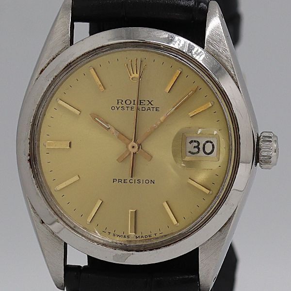 Rolex Oyster Date Precision Manual Winding Gold Dial Watch Tam