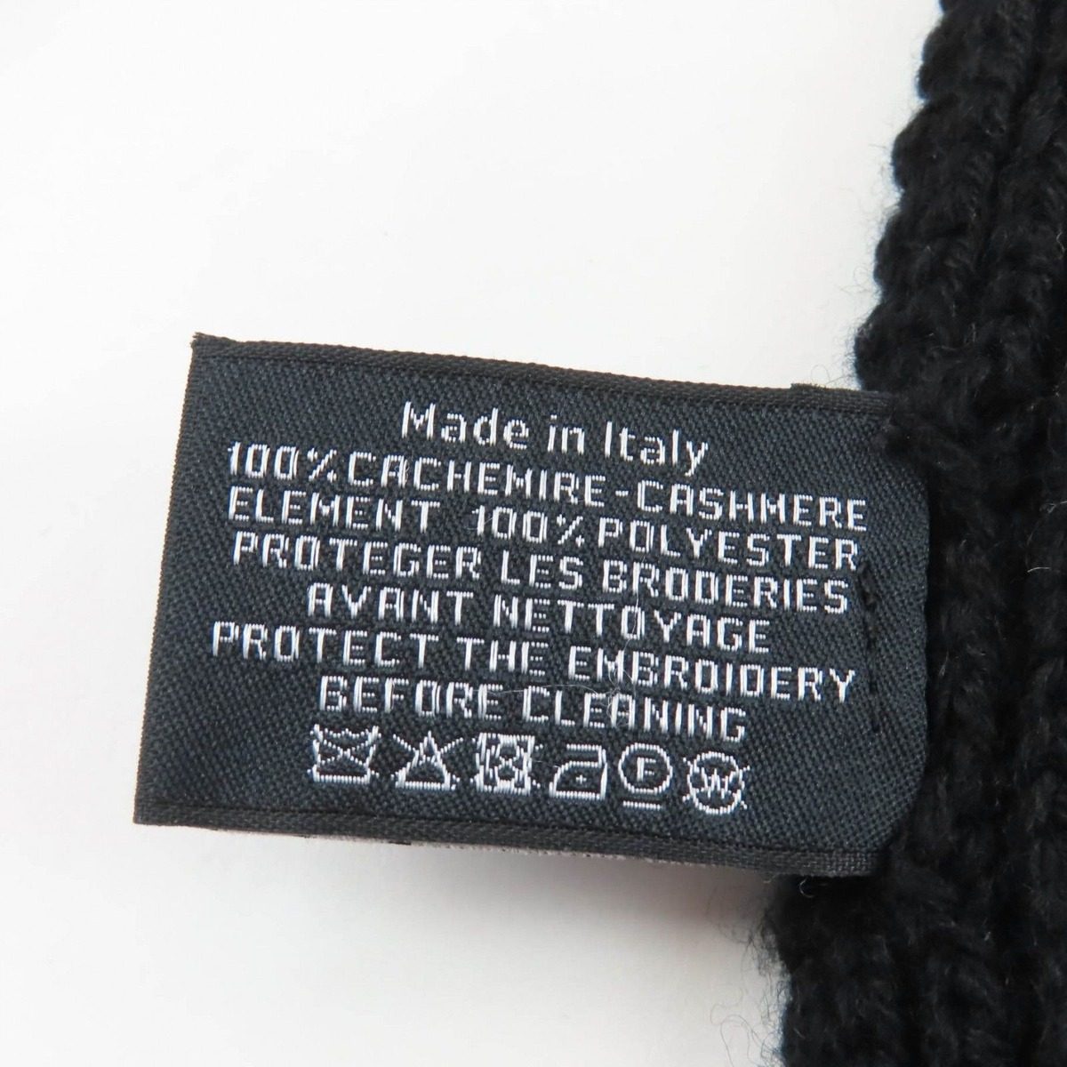 Chanel Cashmere Writing Logo Embroidery Sequin Knit Scarf Shawl Black — view 6