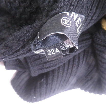 Chanel Cashmere Writing Logo Embroidery Sequin Knit Scarf Shawl Black — view 7