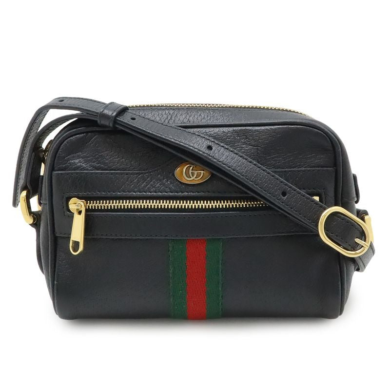 Gucci Ophidia Sherry Line Pochette Mini Shoulder Bag Crossbody Leather Black
