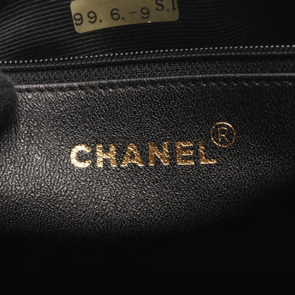Chanel Shoulder Bag CC Logo Black White Lambskin Chain B — view 9