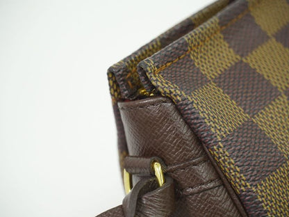 Authentic Louis Vuitton LV Trousse Makeup Damier Ebène Accessory Pouch Handbag