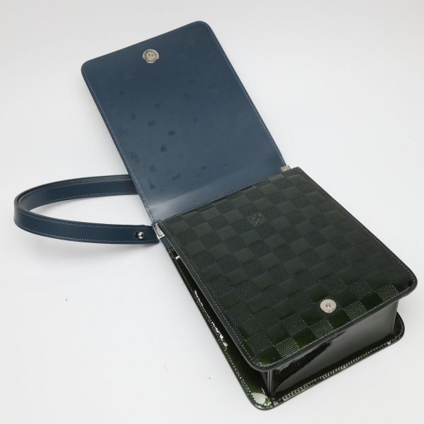 Louis Vuitton M92128 Damier Vernis Club Handbag Petrol Blue Shoulder Bag Louis