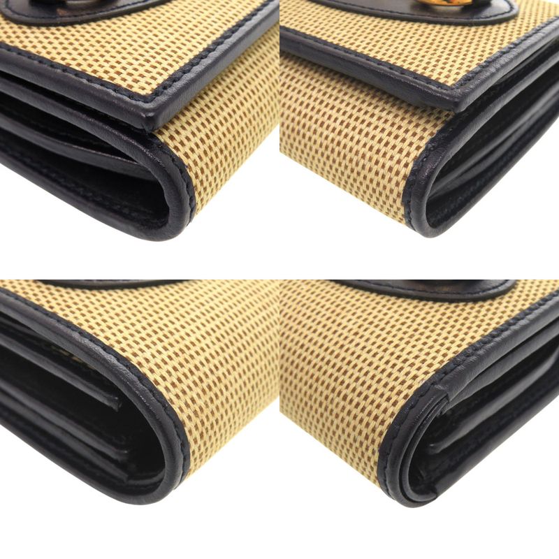 Gucci Horsebit 621891 Canvas/leather Beige Bifold Wallet 0394 Gucci