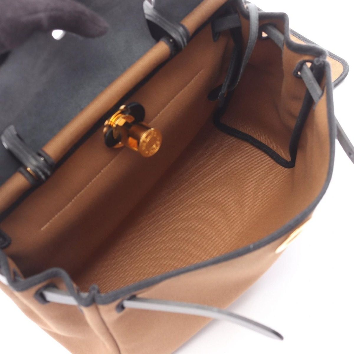 Hermes Handbag Herbag Zip PM Retourne Craft Black Canvas Leather — view 3