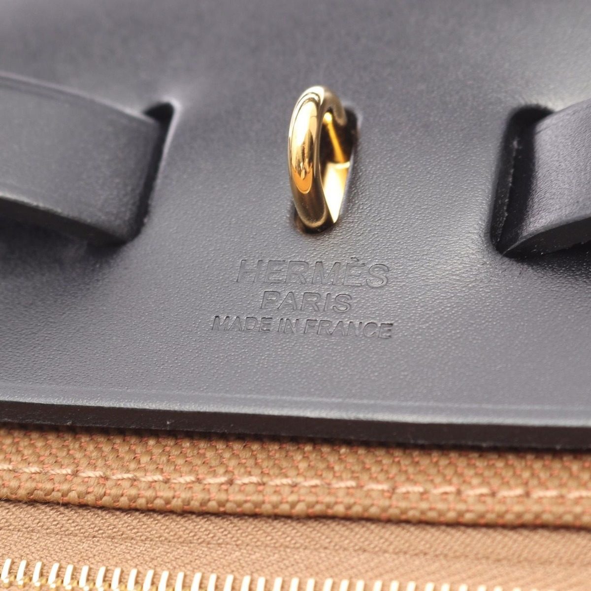 Hermes Handbag Herbag Zip PM Retourne Craft Black Canvas Leather — view 4