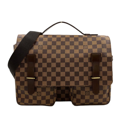 Louis Vuitton Broadway Damier Ebene Leather Brown Shoulder Bag Gold