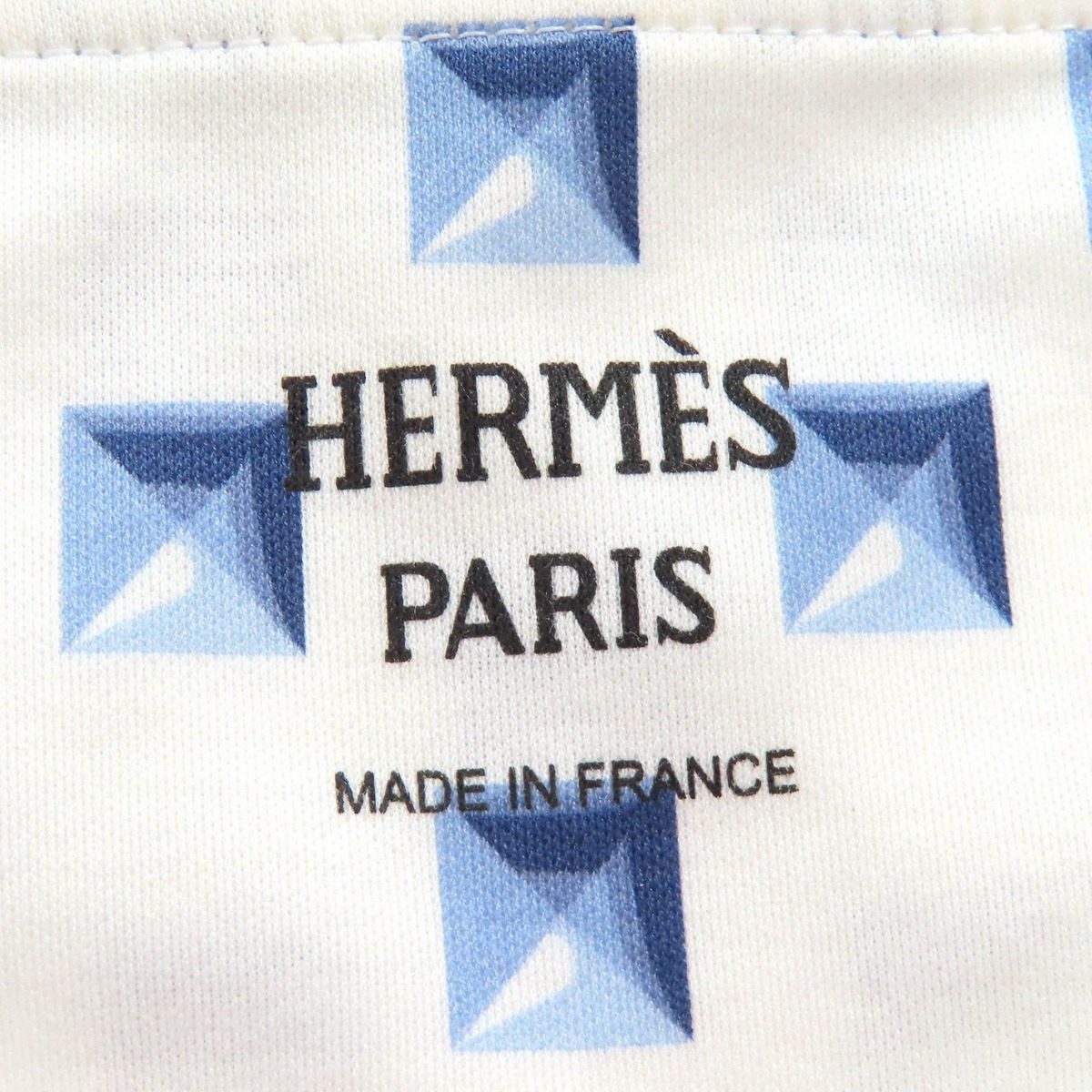 Hermes Clou Medor Interlock Cotton Blancel Neck Short Sleeve T-Shirt White Blue — view 5