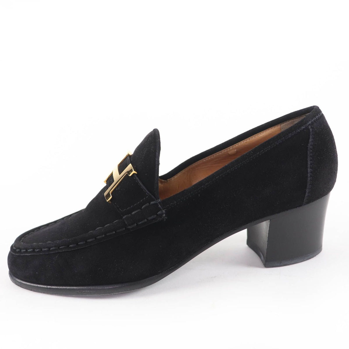 Hermes Vintage Constance Gold Hhardware Suede Leather Loafer Black 37 — view 4