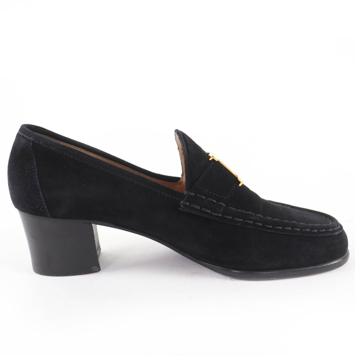 Hermes Vintage Constance Gold Hhardware Suede Leather Loafer Black 37 — view 5