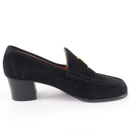 Hermes Vintage Constance Gold Hhardware Suede Leather Loafer Black 37 — view 5