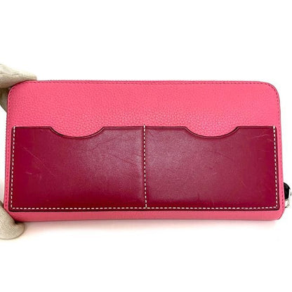 Loewe Round Zipper Long Wallet Pink Anagram Wallet Leather Preowned
