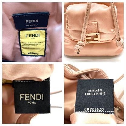 Fendi Montresor Mini Satin Shoulder Bag 2WAY Nylon Pink Silver Hardware Women