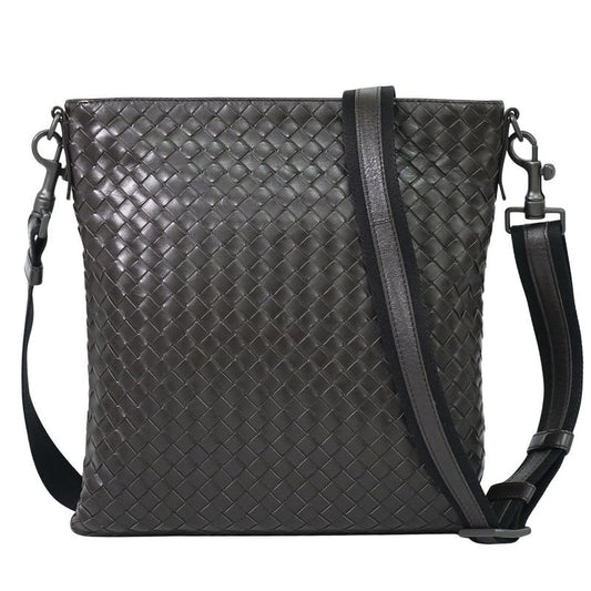 Bottega Veneta Intrecciato Shoulder Bag Pochette Leather Brown