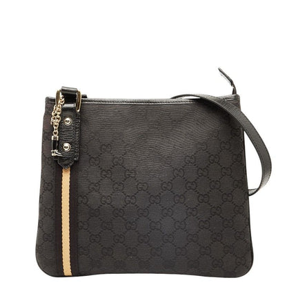 Gucci GG Canvas Crossbody Shoulder Bag 144388 Black Canvas Leather Ladies Gucci