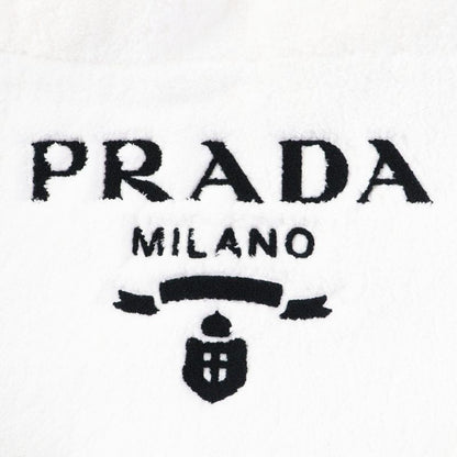 Prada 1bg130 Spugna Bianco NERO Terry Tote Bag White Black TU Storage With Bag