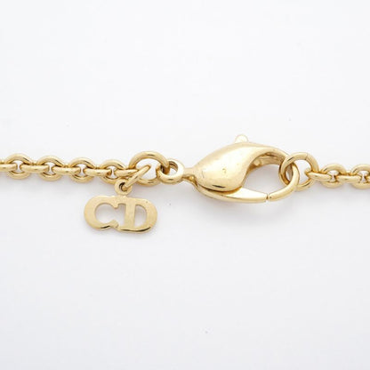 Christian Dior Necklace Dior Logo GP Plated Rhinestone Gold Ladies