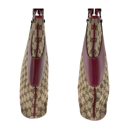 Gucci Beige Red Silver Hardware GG Canvas 113061 Tote Bag Shoulder Bag Women