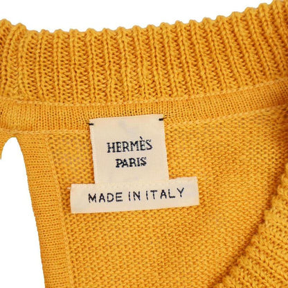 Hermes Twill Raine Silk Linen Sleeveless Knit Top Yellowish 34