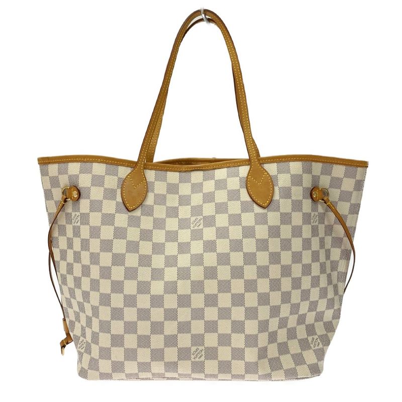 Louis Vuitton N51107 Damier Azure Canvas Neverfull MM Shoulder Bag White 353905