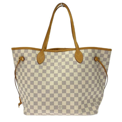 Louis Vuitton N51107 Damier Azure Canvas Neverfull MM Shoulder Bag White 353905