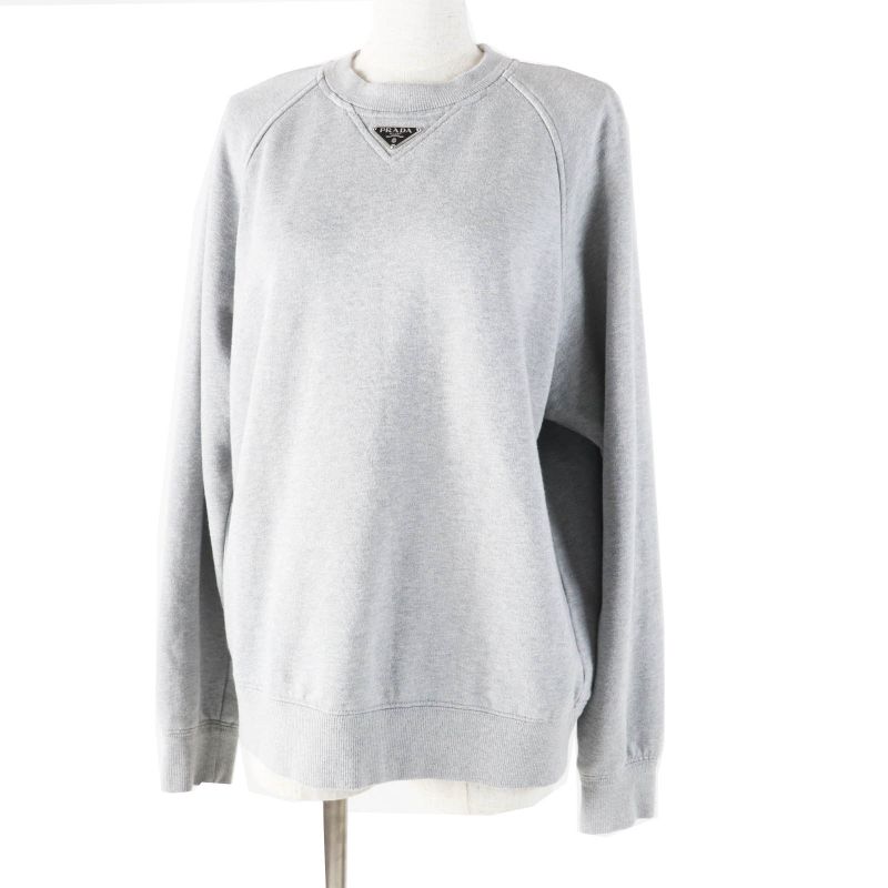 Prada 23SS 134668 Triangle Logo/triangle Logo Plate Oversized Sweatshirt Grey
