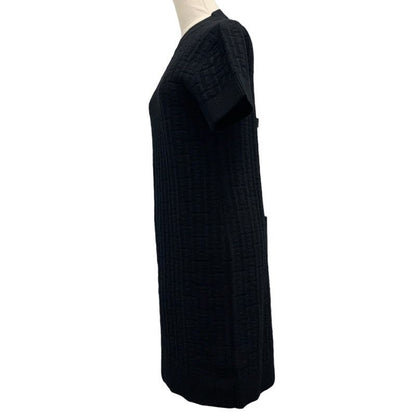 Hermes Dress Wool Black Knit Short Sleeve