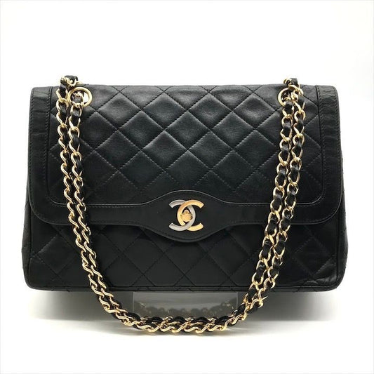 Chanel CC Logo Quilted Lambskin Limited Edition Double Flap Chain Shoulder Bag