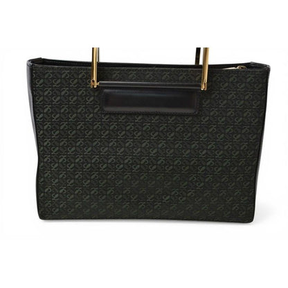 Loewe Handbag Vintage Bag Anagram Metal Handle Green Black — view 2