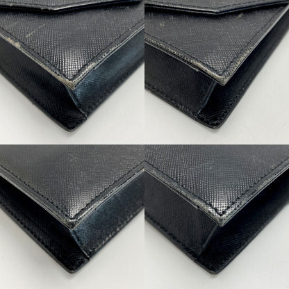 Yves Saint Laurent YSL Logo Clutch Bag Black Leather Vintage