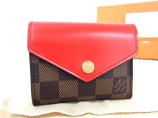 Louis Vuitton N60166 Damier Portefeuille Zoë Coquelicot Trifold Wallet Red