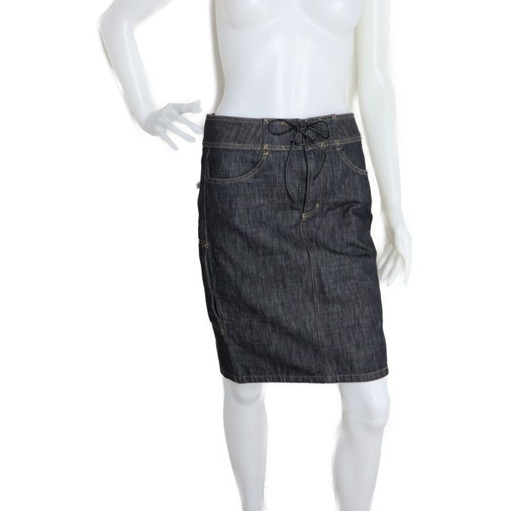 Gucci Skirt 40 Cotton Denim Black Tight Knee Length Jeans