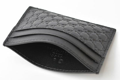 Gucci Card Case Business Card Holder Gucci Micro Guccissima Leather Black