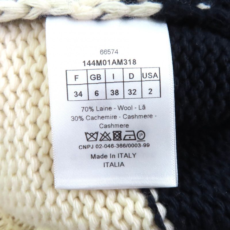 Christian DIOR 21AW 144m01am318 Cashmere Blend Striped Sailor Collar Knit