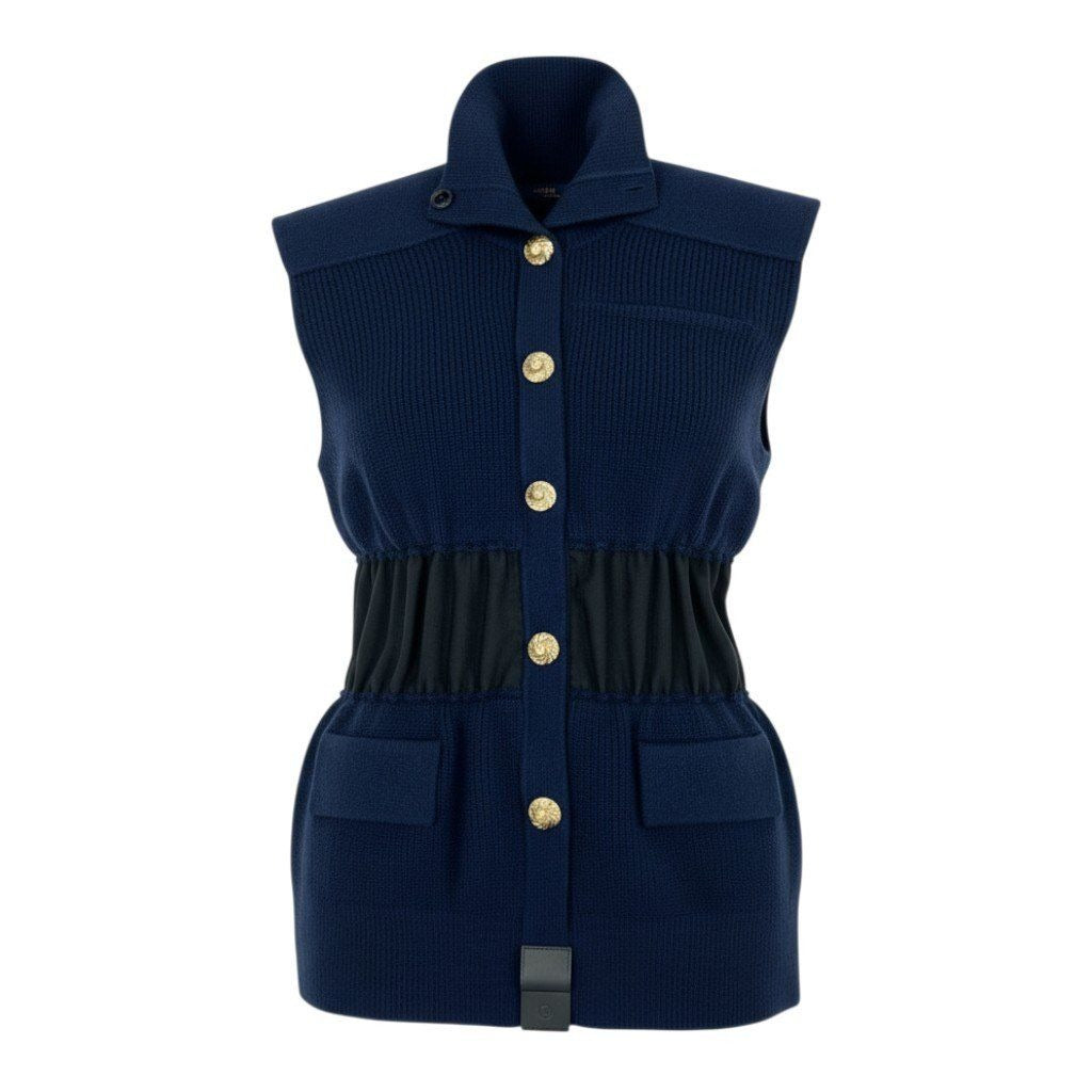 Louis Vuitton Jewel Button Sleeveless Cardigan Wool Cashmere Blend XS Night