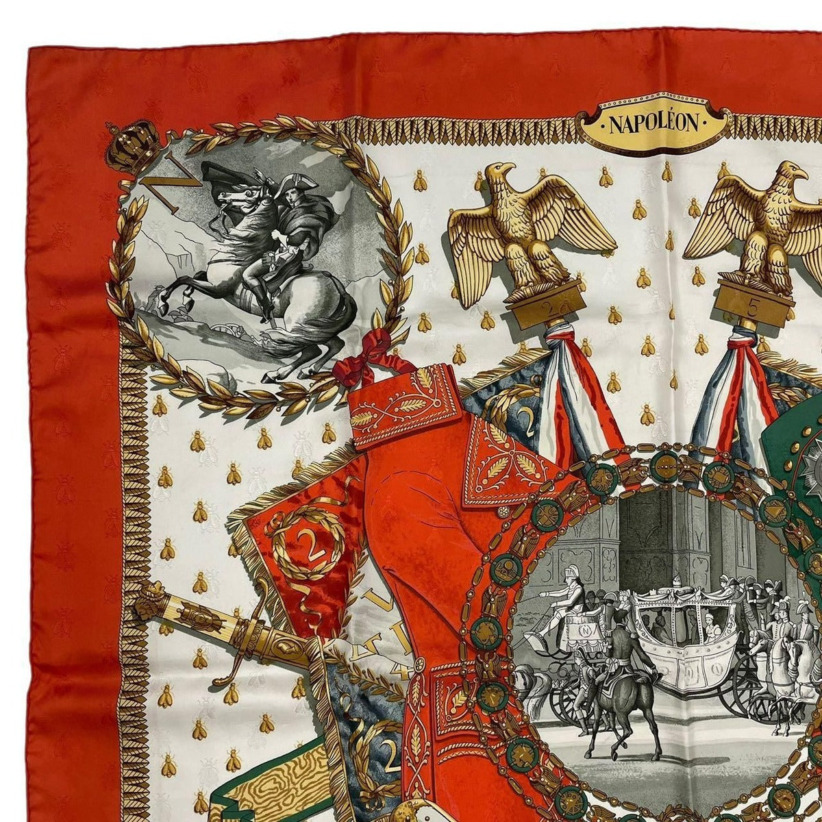 Hermes Scarf 100% Silk Carre 90 Napoleon Red — view 3