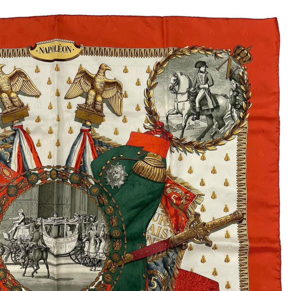 Hermes Scarf 100% Silk Carre 90 Napoleon Red — view 4