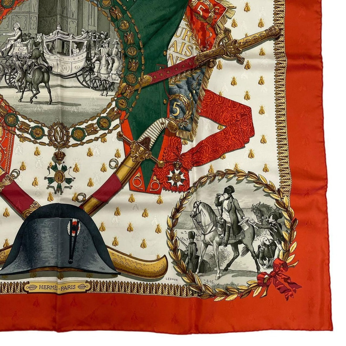 Hermes Scarf 100% Silk Carre 90 Napoleon Red — view 5