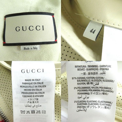 Gucci 497399 Vintage Logo Brogue Leather Zip Up Bomber